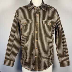 Vimanron Men’s Slim Fit Striped Workwear Field Shirt - Handmade 100% Cotton